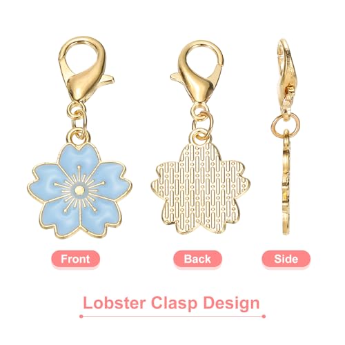 PATIKIL Flower Crochet Stitch Markers, Knitting Cherry Blossom Charm Marker for DIY Craft - color: Blue