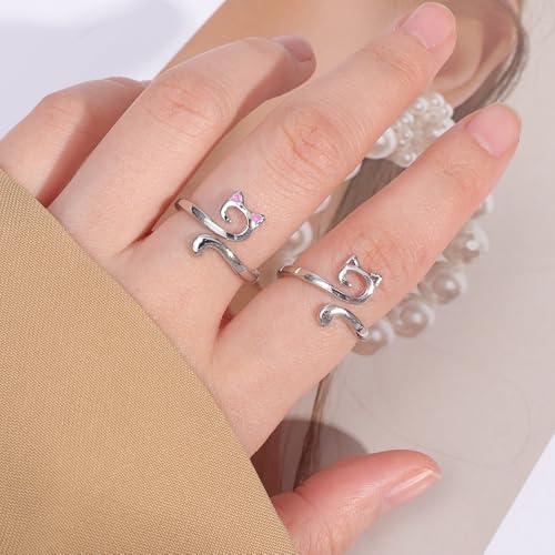 2Pcs Adjustable Open Joint Crochet Ring/Fashion women Finger Rings - color: Silver1