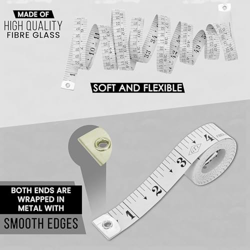 Soft Measuring Tape 2 Pack – 60 Inch / 150 cm Dual-Sided Body Tape Measure for Sewing, Tailoring, Weight Loss & Body Measurement – Flexible Inch & cm (White) - color: White / 2 Pack