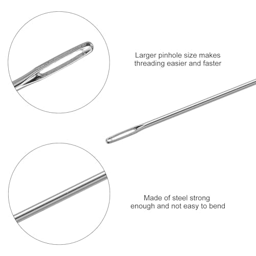uxcell 25Pcs Hand Sewing Needles, 1.5 Inch Length Large Eye Stitching Needles Metal Sewing Needle Easy to Thread for Sewing Mending - size: 1.5"