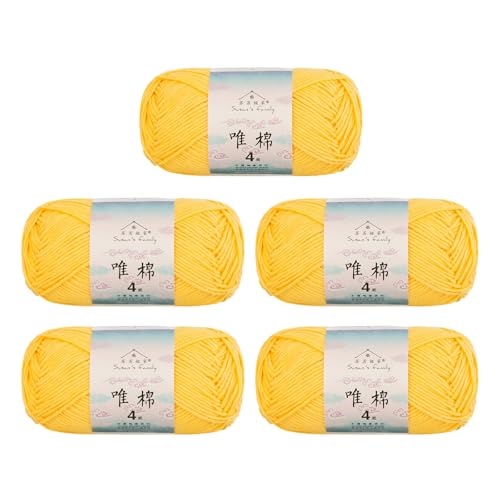 Susan's Family Combed Cotton 4 ply Yarn 5x50g-5Packs-09#Aspen Gold | 5skein pack balance 60cotton40acrylic blend Fingering Yarn Soft breathable durable crochet and knit baby blanket cardigan toy - color: 09#Aspen Gold