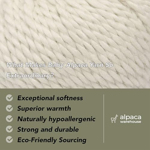 100% Baby Alpaca Yarn 3 Skeins 150g Bulky Weight Knitting Crochet A. White | Made in Peru with natural warmth and softness featuring 162yd of premium fiber ideal for scarves shawls sweaters and more - color: Alabaster White, size: Bulky - 3 Skeins