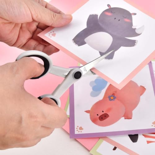 SCAIKTIG 5" Detail Scissors with Slanted-tip, Small Embroidery Scissors All Purpose For Sewing, Fabric, Paper Craft Cutting, White, 3-Pack - color: Grayish White(5“-3 Pack)