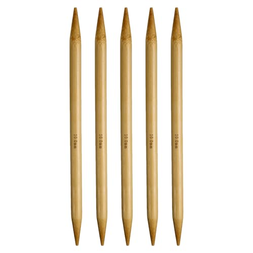 HARFINGTON 5Pcs Bamboo Knitting Needles Double Pointed US 15(10mm) 7.9 Inch(20cm) Straight for Handmade Creative DIY Knitting Craft Yarn, Yellow - color: Yellow, size: US 15(10mm)