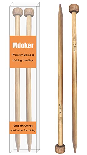 Mdoker Bamboo Knitting Needle Straight Single Pointed Sweater Knitting Needles 13.8-inch Length for Handmade DIY Knitting Projects,Size US 8(5mm) - size: US-8-(5mm)