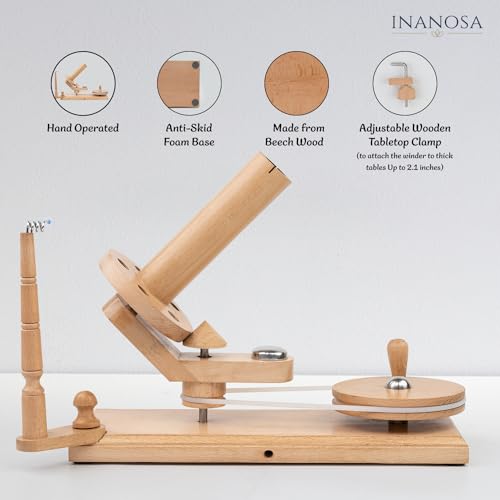 Hand Operated Beechwood Yarn Ball Winder | Wooden Crocheting and Knitting Craft Accessories | Best Gift from Craft Supplies for Crochet Lovers - 6 Ounces, 1 pc, (YBW-BW-O6) - color: Beechwood (Winder)