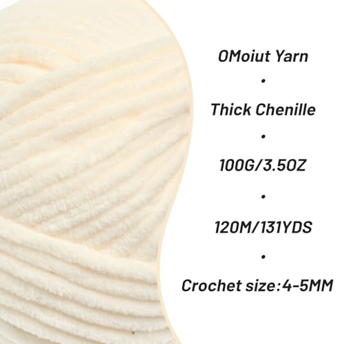 2 Pack Milky White Fluffy Velvet Yarn for Crocheting,Chunky Chenille Baby Blanket Yarn for Crochet,Soft Fuzzy Puzzle Yarn for Knitting,(100g/3.53oz Each) Bulky Thick Amigurumi Crochet Yarns - color: 2 Milky White