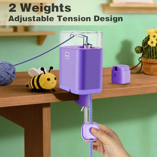 Electric iCord Knitting Machine,Adjustable Tension, Automatic Rope Braider | i Cord Making Crochet Machine, Automatic Rope Braider for DIY Bracelet, Bees, Maple Leaves, Deer Craft Projects Weaving - color: Purple