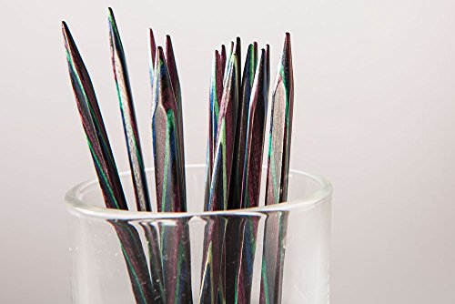 Knit Picks Options 2-3/4" Short Square Interchangeable Wood Knitting Needle Set (Foursquare) | 7 sizes of 2.75 inch long ergonomic knitting needles in a dark color, includes cables, end caps, and connectors. - color: Black