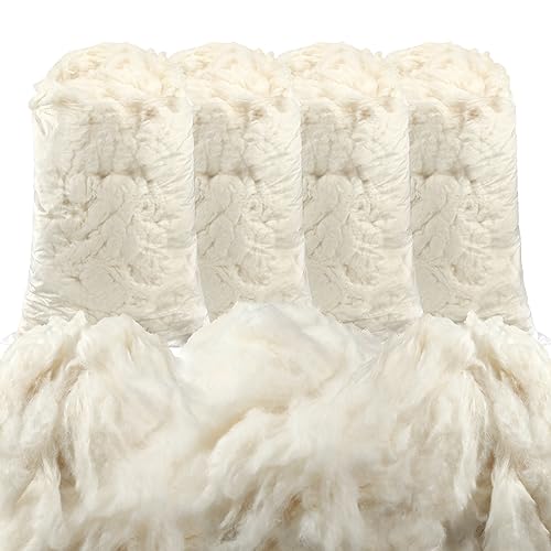 Berlune 2000g/4.4lb Organic Raw Cotton Stuffing Natural Cotton Filling for Pillow Upholstery Couch Dolls Art Crafts Stuffed Animals Filler - size: 2000g/4.4lb