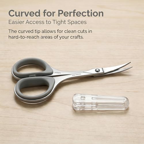 PAFASON Small Travel Sewing Embroidery Scissors Set Curve Straight Tip | Stainless Steel for Quilting Knitting Crafting Cross Stitch Crochet Thread Yarn Paper Detail Cutting Soft Rubber Handle - color: Grey