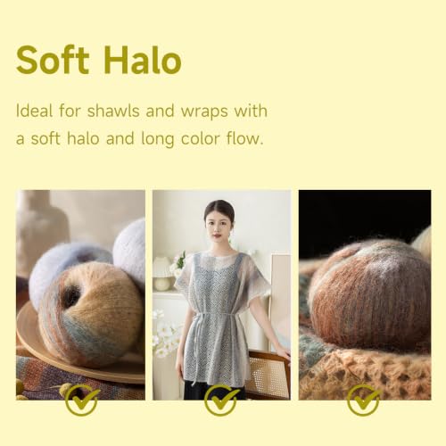 Susan's Family South African Mohair Variegated/1x50g/394Yds-Blossom Awake | Soft, Durable and Variegated,40% Goat Mohair 30% Wool 30% Nylon/Polyamide, 1x50g , 394Yds , for Knitting, Crochet and Crafts - color: 11#Blossom Awake