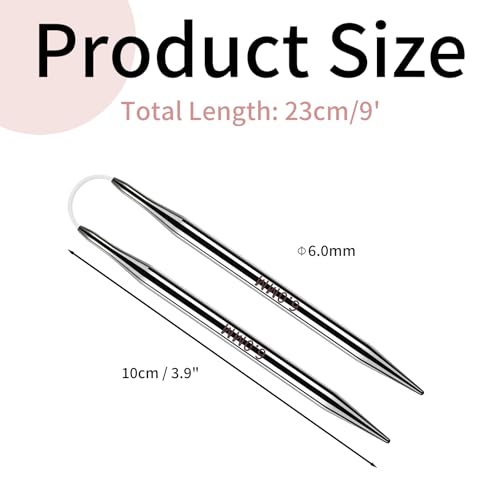 Soosui 6.0mm Circular Knitting Needles US10 |3-Pack 9-inch (23cm) Double-Pointed Flexible Circular Needles, 3cm Cable, Durable and Smooth for Sweaters, Socks, Hats, and Other DIY Knitting Projects. - size: 6.0mm/US10