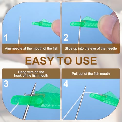 Alpinleux 12 Pcs Fish Type Sewing Machine Needle Threader, Needle Threader for Sewing Machine, Sewing Machine Threader, Needle Threaders for Hand Sewing (Green, Small)