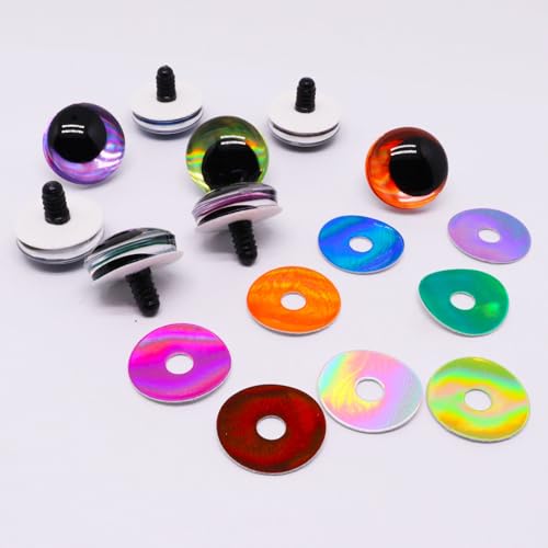 BUXIMN 16pcs 30mm 3D Large Safety Eyes for Crocheting, Tie Dye Laser Crochet Safety Eyes,for Stuffed Animals Doll Eye Crafts - color: Colorful A, size: 30mm