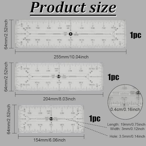 BENECREAT 3Pcs 3 Sizes Acrylic Quilting Template Ruler, Pocket Pattern Template, Rectangle Template Quilt Supplies for Cutting Patterns, Sewing, Wallet Pocket Making - style: 3 Styles