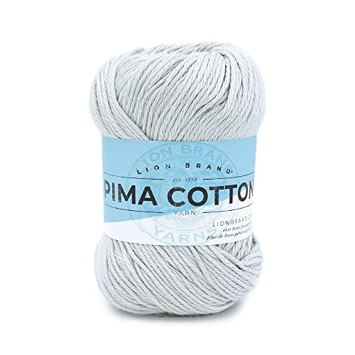 (1 Skein) Lion Brand Yarn Pima Cotton Yarn, Stone | 100% Pima Cotton Yarn for Knitting, Crochet, Crafts, Worsted Weight Fiber for Bags, Blankets, Shawls, Summer Hats, Clothes - color: Stone, size: 1 Pack