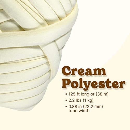 DIY Soft Polyester Bulky Yarn, Cream, 2.2 LBS, 41.5 Yards | Hand Knitting Blanket, Arm Knitting, Chunky Braided Knot Throw, Weave Craft Crochet, Pillow & Handbag - color: Cream (Polyester)