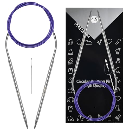 Soosui 4.5 mm Circular Knitting Needles US7, 47 inches/120 cm Curved Tail | For beginners, Knitting shawls, scarves, blankets, Large projects - size: US7/4.5mm