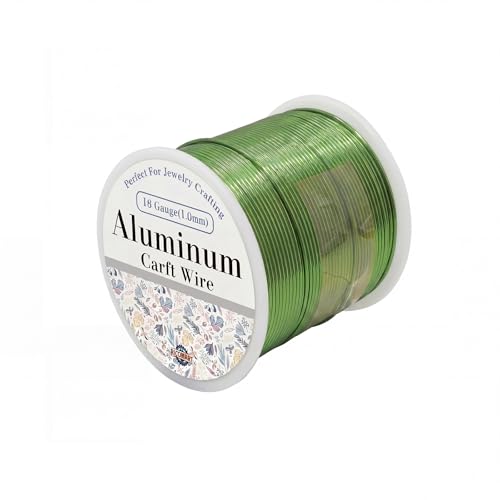 18 Gauge Aluminum Craft Wire Green 286FT 1mm, Jewelry Making, Flexible Bendable Armature Wire for Sculpting, Floral Crafts, Metal Wire Wrapping, DIY Art Projects & Wreath Making - color: Green, size: 18gauge