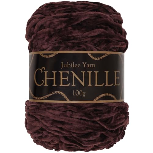 JubileeYarn Chenille Yarn - 100g/Cake Worsted Polyester - Molasses - 1 Cake - color: 030 Molasses, size: 1 Unit