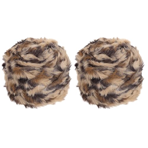 PATIKIL 70 Yards Fur Yarn, 2 Skeins 100 Grams Soft Plush Fluffy Chunky Polyester Faux Fur Eyelash Yarn for Crocheting Hand Knitting Blanket Hats Crochet Crafting, Yellow Brown - color: Yellow Brown