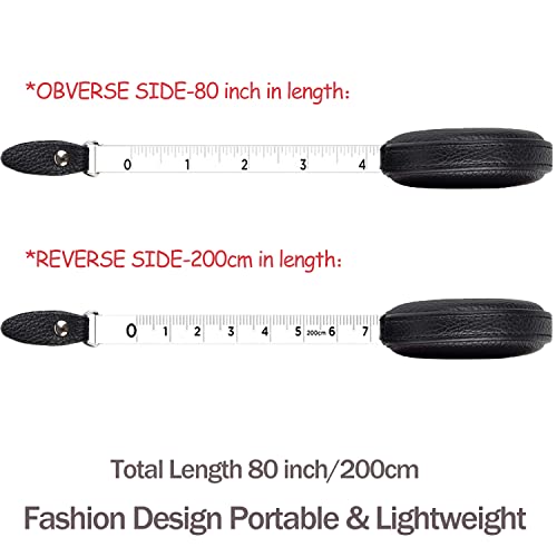 Soft Retractable Tape Measure for Body 79 Inch Flexible Ruler for Weight Loss Medical Body Measurement Sewing Tailor Craft Measuring Tape Double Scale Mini Fabric Ruler Tape（2 Pieces） - color: Black Brown