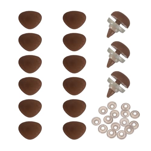 MECCANIXITY 15 Sets Safety Noses, 10 mm Safety Eyes and Noses with Washers for Crochet Animals Plush Bear Doll Making Supplies Accessories, Brown - color: Brown