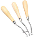 Onwon 3 Pcs Wooden Bent Latch Hook Tool Crochet Needle Hook Knitting Tool Kit Perfect for Rug Making and Art Crafts