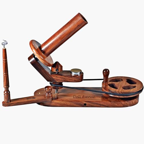 DnU Avenue Wooden Yarn Ball Winder Set with Yarn Swift and Bowl – Handcrafted Wood Wool Winder for Knitting Crochet – Premium Manual Yarn Winder for Home Use – Brown - color: Winder, Swift & Bowl