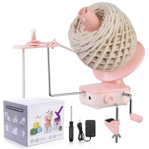 KAQRHFT Electric Yarn Winder Yarn Cake Winder Compact Weighing 7-10oz | Pink Automatic Yarn Ball Winder for Crocheting, Manual / Electric Mode, Stepless Speed, Efficient Large Capacity Yarn Cake - color: Pink