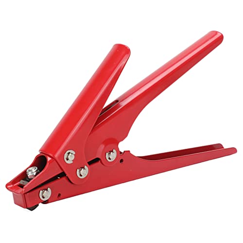 Portable Nylon Cable Tie Gun Adjustable Tension Plastic Zip Tie Fastening and Cutting Tool (Red) - color: Red