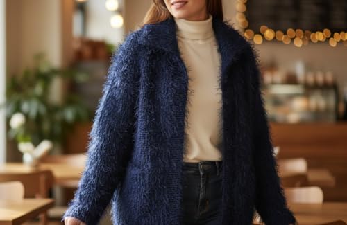 Premium Eyelash Fun Fur Yarn - Ultra Soft Fuzzy Faux Fur Novelty Thread for Knitting & Crochet | Chunky Multi Color Craft Supplies - 3.53 Oz (100g), 165 Yrds (150m) (1Skein, Night Blue) - color: Night Blue
