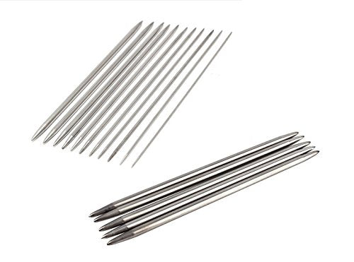 Z-Color 11 Sizes 55Pcs 7.9" Double Pointed Stainless Steel Knitting Needles Set 2MM -6.5MM