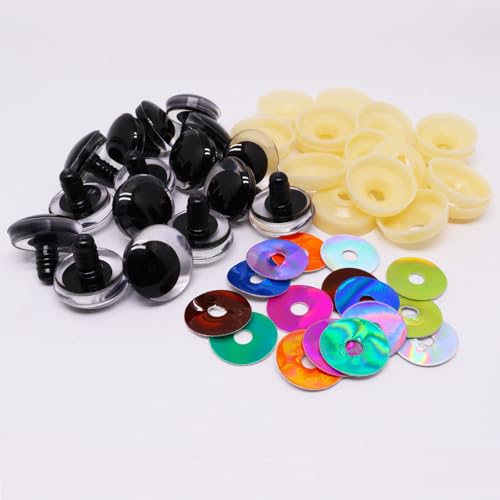 BUXIMN 16pcs 35mm 3D Large Safety Eyes for Crocheting, Tie Dye Laser Crochet Safety Eyes,for Stuffed Animals Doll Eye Crafts - color: Colorful A, size: 35mm