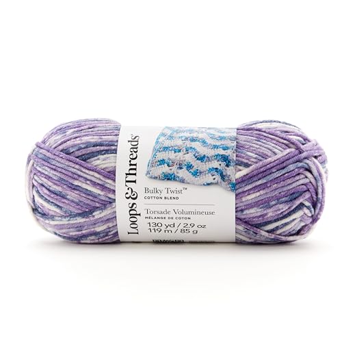 Loops & Threads Lavender GlowBulky Twist Multi Yarn – Bulky Weight Yarn for Knitting, Crochet, Weaving, Arts & Crafts, 15 Pack - color: Lavender Glow
