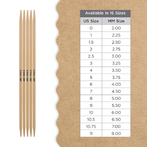 Knitter’s Pride Bamboo Luxe Double-Pointed Needles 8"" (20cm) – US Size 7 (4.5mm) - size: 4.50mm