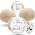 Super Air 4-Set Baby Alpaca - Soft and Fast Hand Knitting Yarn 7.05 oz/ 568 Yards - Natural Beige - color: NFA02 Beige