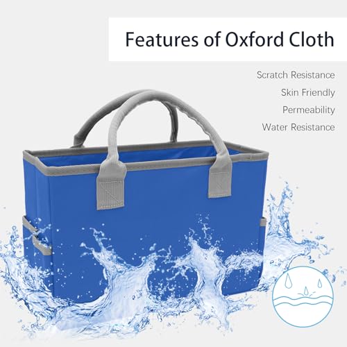 Cupohus Art Organizer Craft Storage Tote Bag with Multiple Pockets (Blue) | Portable Supply Storage Tote for Scrapbooking, Journal, Sewing, Oxford Fabric Carrying Caddy for Teacher, Officer, Artis - color: Blue with Grey, size: Normal