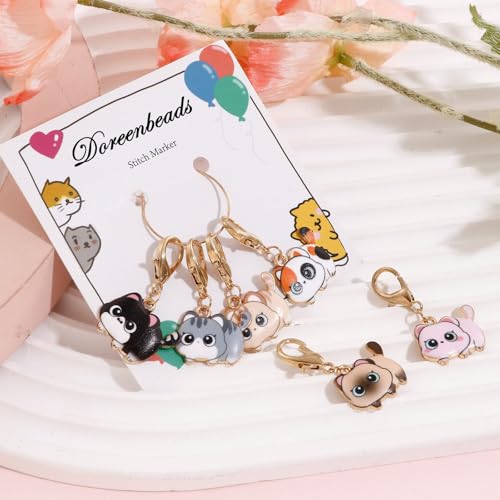 DoreenBeads Stitch Markers for Crocheting and Knitting | Alloy Enamel Crochet Marker Crochet Gifts for Knitting Weaving Sewing Accessories Quilting Jewelry Making - color: Walking Cats