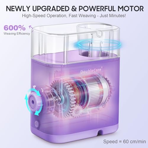 Automatic i Cord Knitting Machine, with 2 Rolls Yarns,1 Roll 2M Iron Wire | Hands-Free Highly Knitting Tools, Fast DIY Craft Projects, Purple