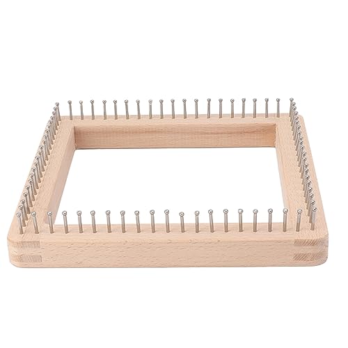 Diydeg Knitting Loom, Wooden DIY Board Mini Knitting Board Weaving Pegs Crochet Needlework Tools with Non Detachable Hooks, for Making Cushions Scarves Hats Shawls (L) - size: L