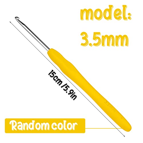 SHWAKK Crochet Hook, 3.5 mm Ergonomic Crochet Needles for Arthritic Hands | Ergonomic Crochet Hooks, Knitting Needles with Soft Grip Handle for Beginners and Experienced Hobbyists,Yarn Projects(3.5mm) - size: 3.5mm
