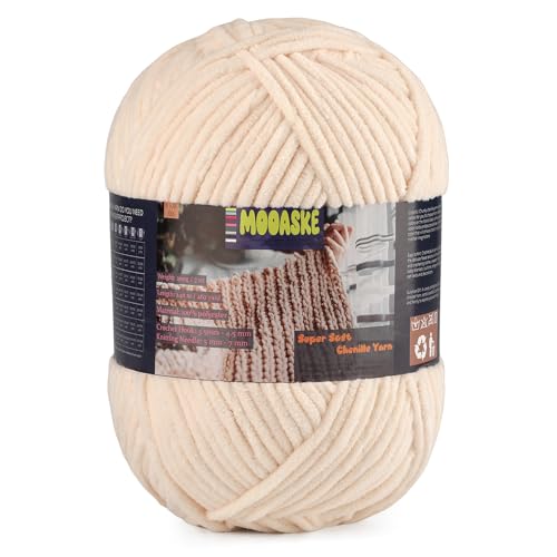 Chenille Yarn for Crocheting, Brown Baby Blanket Fluffy Yarn for Crochet | 1 Pack of 262 Yds/7 Oz Ultra Soft Yarn for Crocheting, Fuzzy Chunky Yarns, Plush Velvet Yarn for Knitting Amigurumi, Blankets - color: Khaki, size: 1 Skein