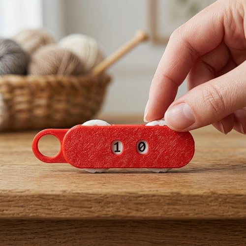 3D Printed Knitting Counter Universal Manual Knitting Stitch Counter for Crocheting Double Digits Spinner Knitting Needle Marking Tool (Red) - color: Red