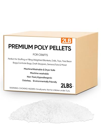 2 lb Poly Pellets Weighted Stuffing Beads,Plastic Pellets Weighted for Stuffed Animals,Poly for Bean Bags, Crafts,Doll and Blankets