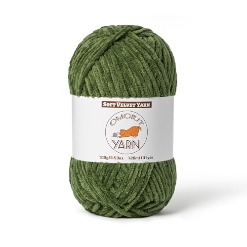Fluffy Velvet Yarn for Crocheting, Chunky Chenille Baby Blanket Yarn for Crocheting, Soft Fuzzy Puzzle Yarn for Knitting, 100g/3.53oz Bulky Thick Amigurumi Crochet Yarn（Army Green） - color: Army Green