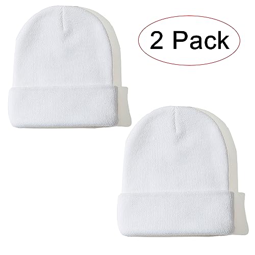 NPJY Unisex Beanie for Men and Women Knit Hat Winter Beanies | Warm-Keep & All-Size, Comfortable & Durable, Soft for Winter Weather - color: White
