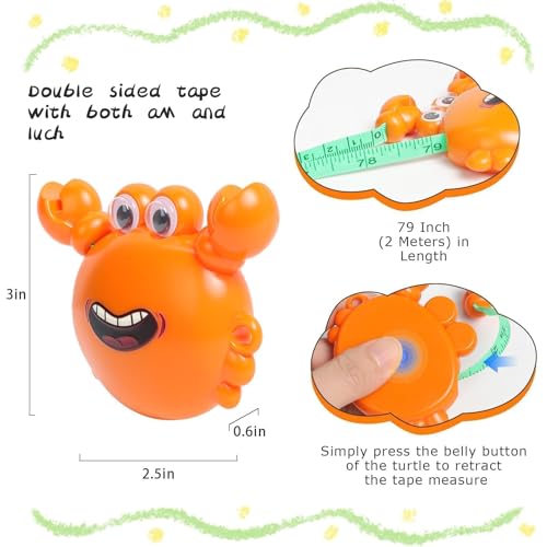 Orange Crab Fashion Measuring Tape 79", Sewing Gifts w/Keychain | Soft dual-sided (cm/in) retractable pocket ruler. Essential sewing supplies & cute gifts for crafters, quilters and kids - color: A4-Orange Crab