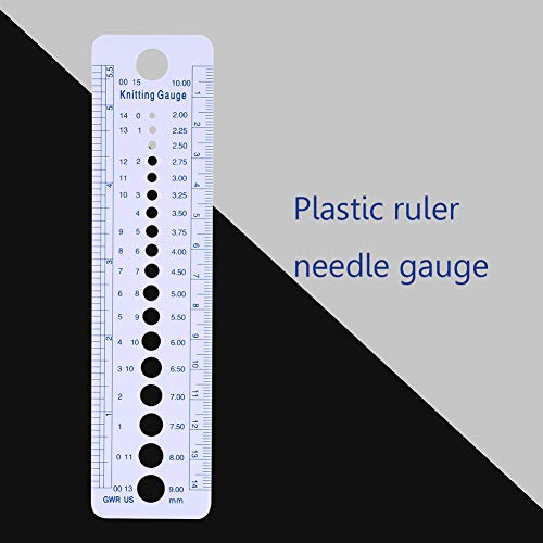 Eujgoov Knitting Needle Gauge Ruler Durable Plastic Sewing Knitting Tools 2-10mm Measurement Easy to Read Carry for Crocheters